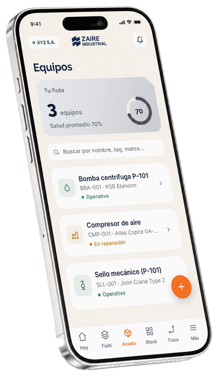 Pantalla de Zaire Assets en el celular